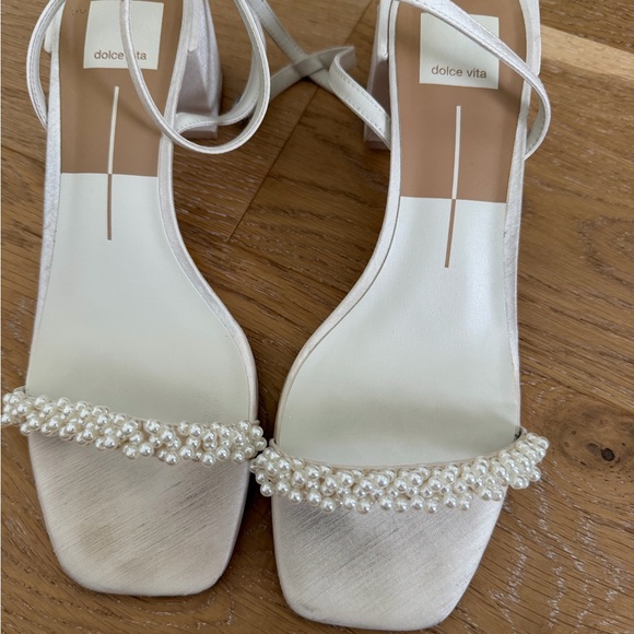 Dolce Vita Ivory Pearl-Strap Satin Heels - Picture 2 of 5